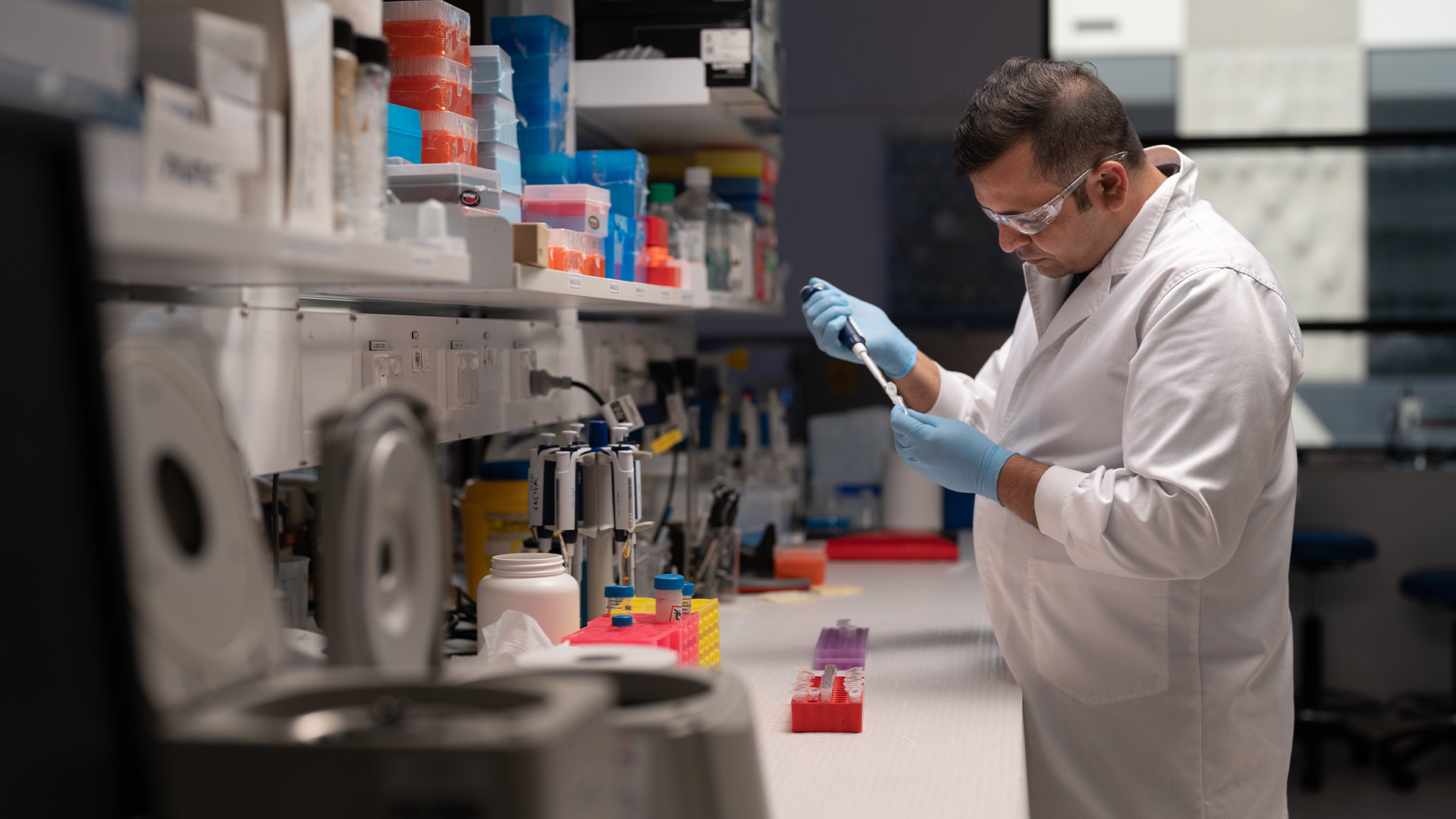 Dr Hardip Patel from ANU in his lab