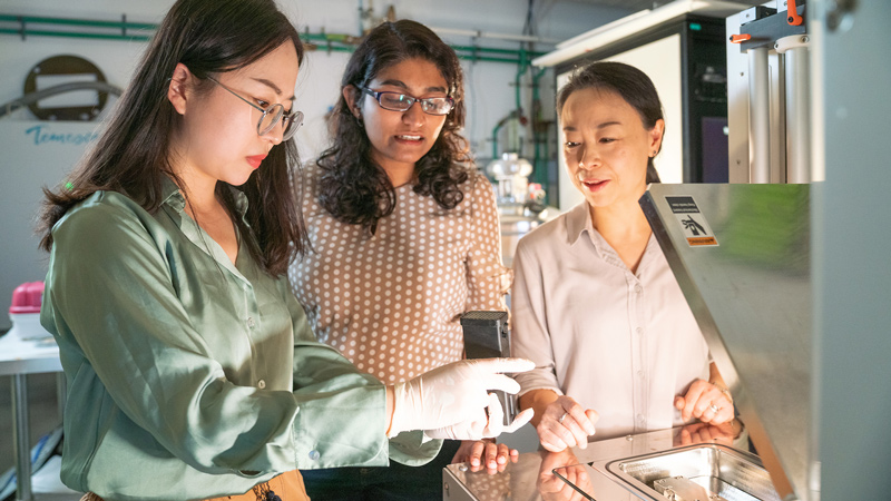 The researchers behind the Ketowhistle from left to right: PhD student Shiyu Wei, Dr Buddini Karawdeniya and Professor Lan Fu.