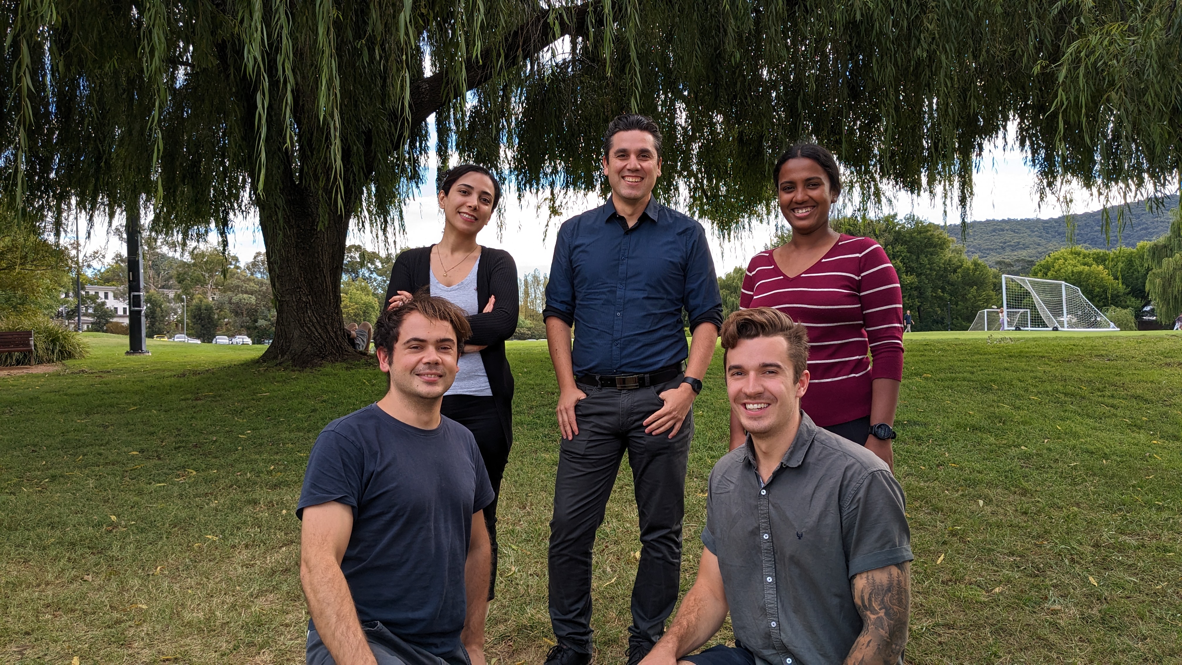 Riccardo Natoli with some of his mentees: From back row, left to right: Sarah Farzadi, Natoli, Rakshanya Sekar, Adrian Cioanca, Nicholas Bariesheff.