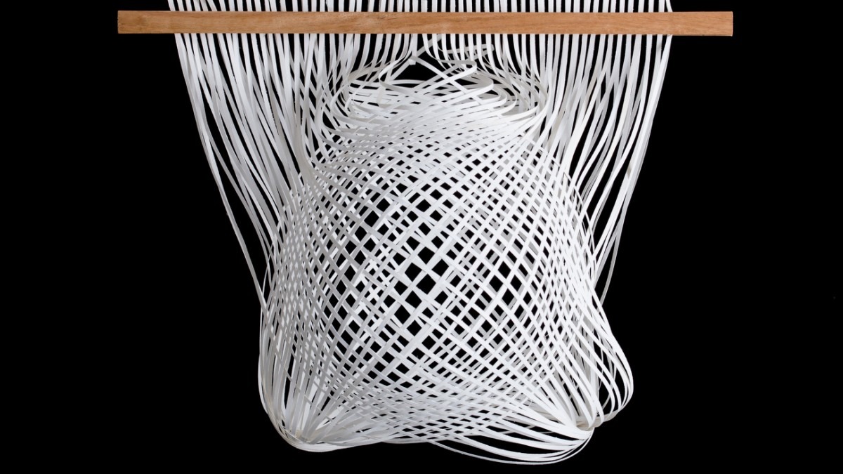 Weaved paper sculpture. 