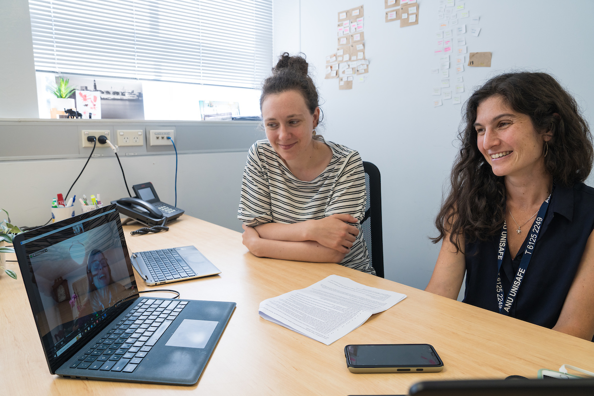 Photo: Nic Vevers/ANU Zoom call in an office