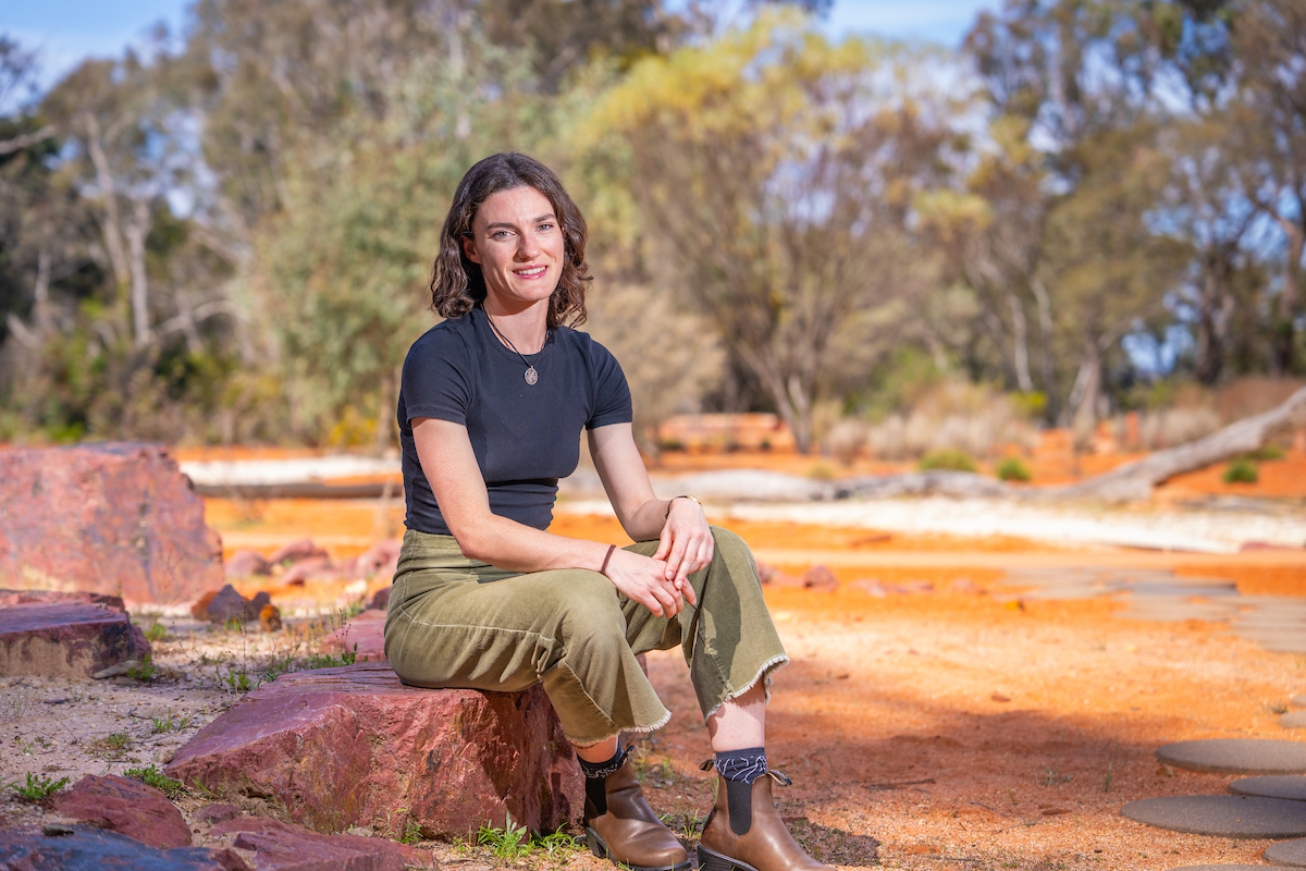Kate O'Hara from ANU Research School of Biology and CSIRO. Photo: Nic Vevers/ANU Woman outside