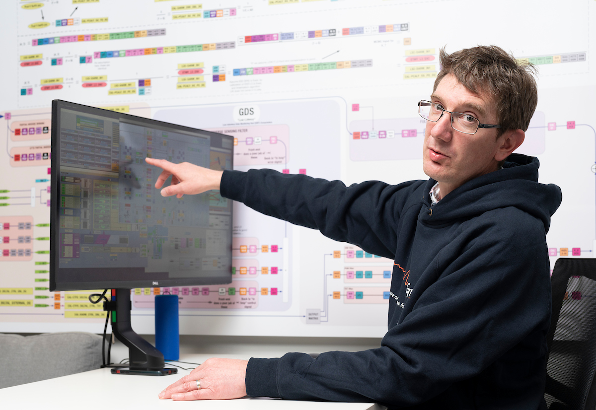 Dr Bram Slagmolen in the LIGO remote control room. Photo: Jamie Kidston/ANU. LIGO control room