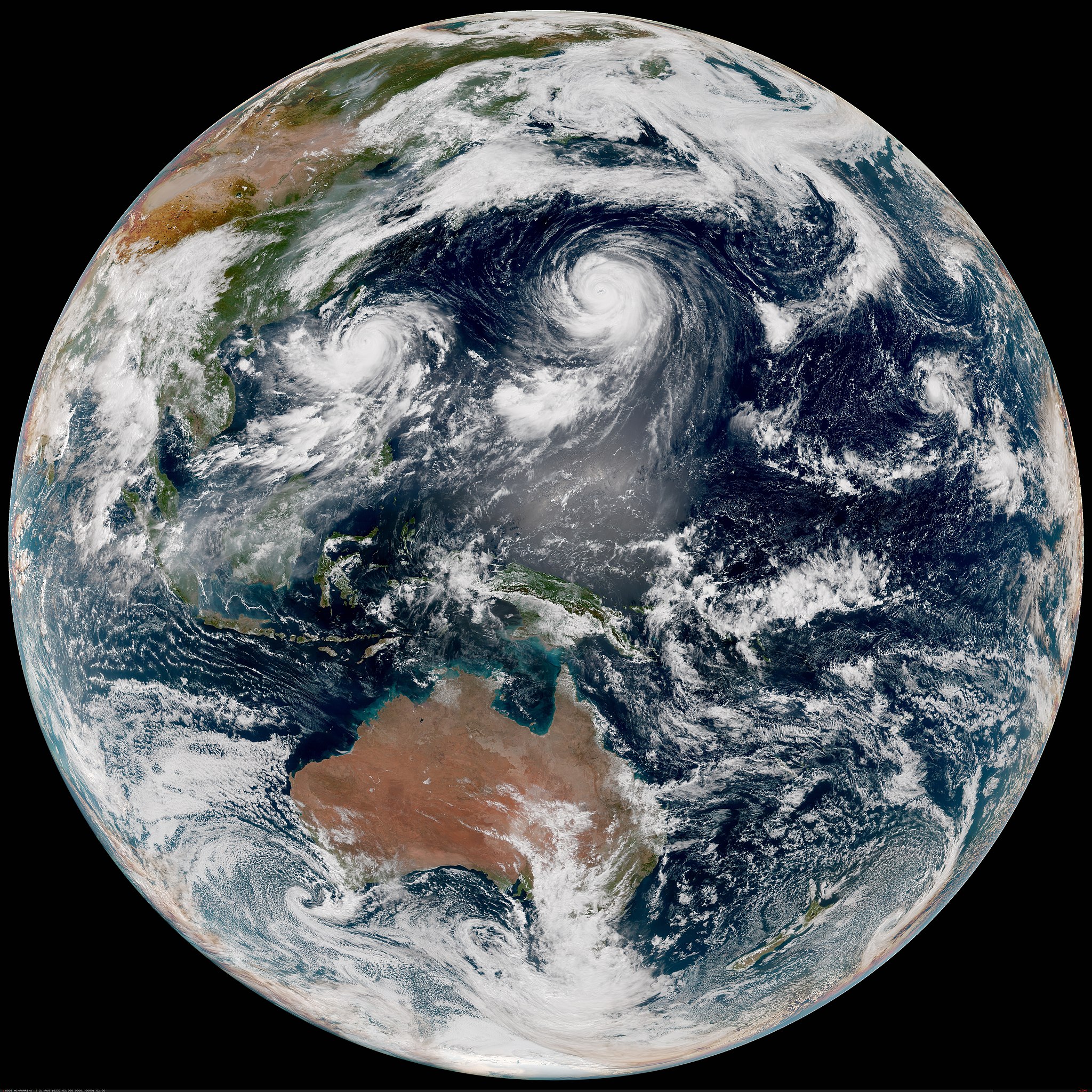 Image: Japan Meteorological Agency via Wikimedia Satellie photo of the globe