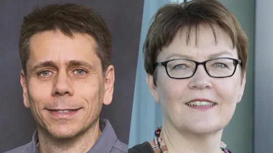 A/Prof Tamás Fischer (left) and Prof Irmgard Sinning (right) have been collaborating to map and characterise the RNA surveillance machinery. Image: supplied two headshots