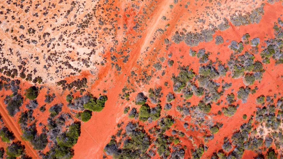 Aerial view of the Australian outback