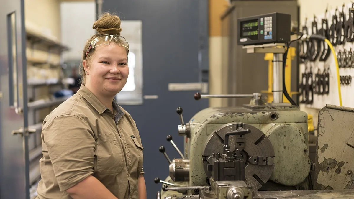 Brooke Roy, an apprentice at the Earth Sciences Engineering Workshop.