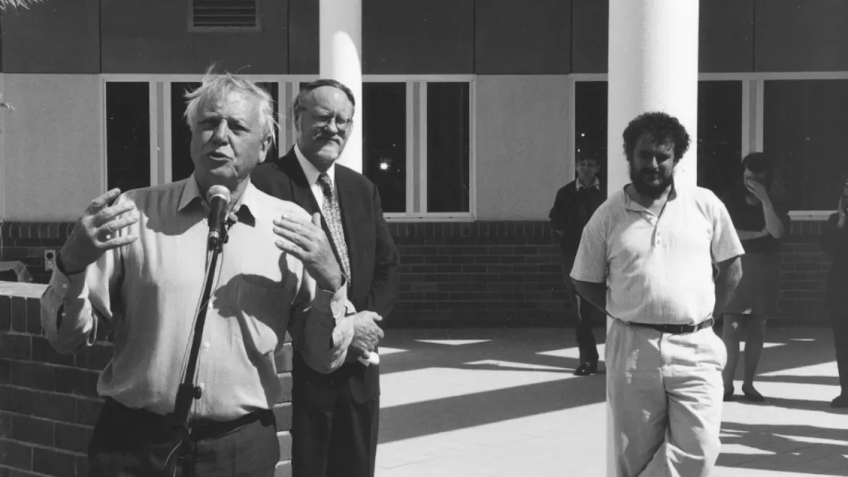Sir David Attenborough opening biology building