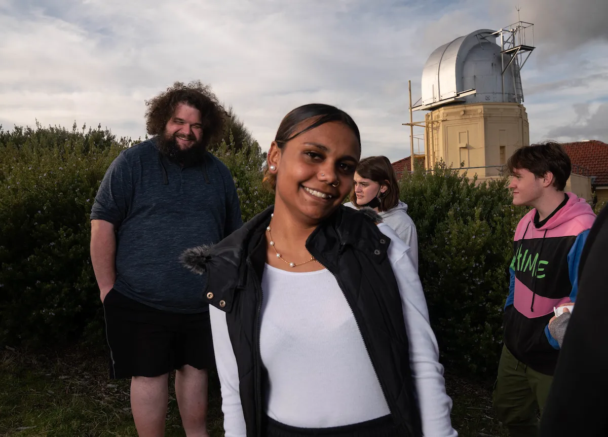 Students at an observatory