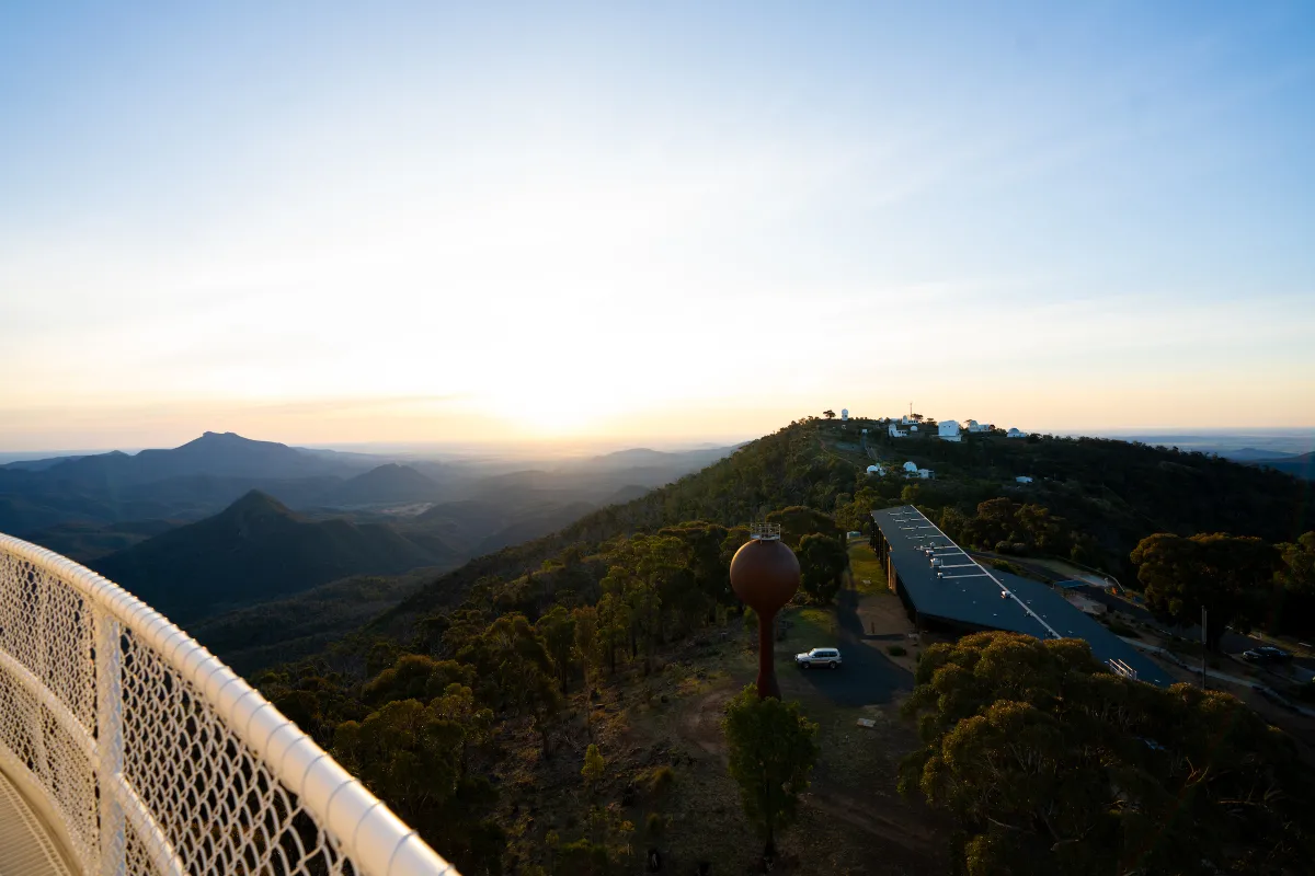 The view from the catwalk of the AAT. Photo: Nic Vevers/ANU Siding Spring landscape from atop the AAT