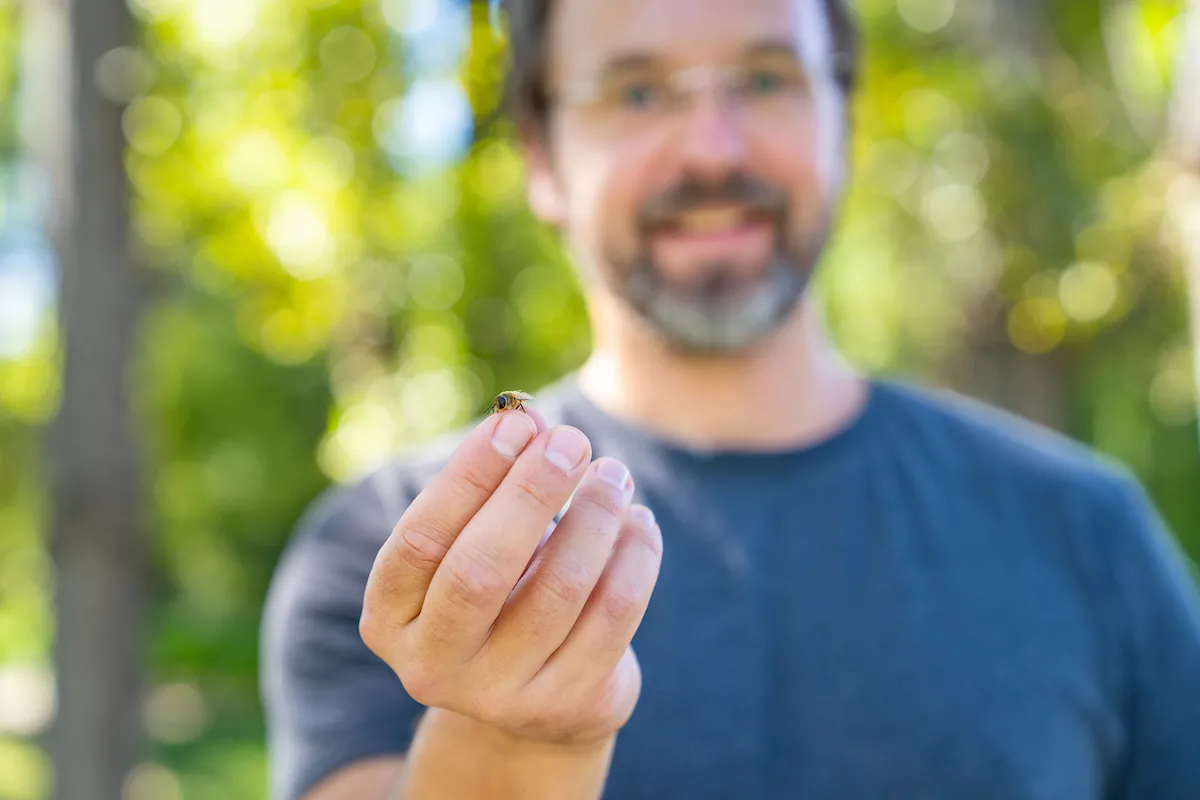 man with a bee