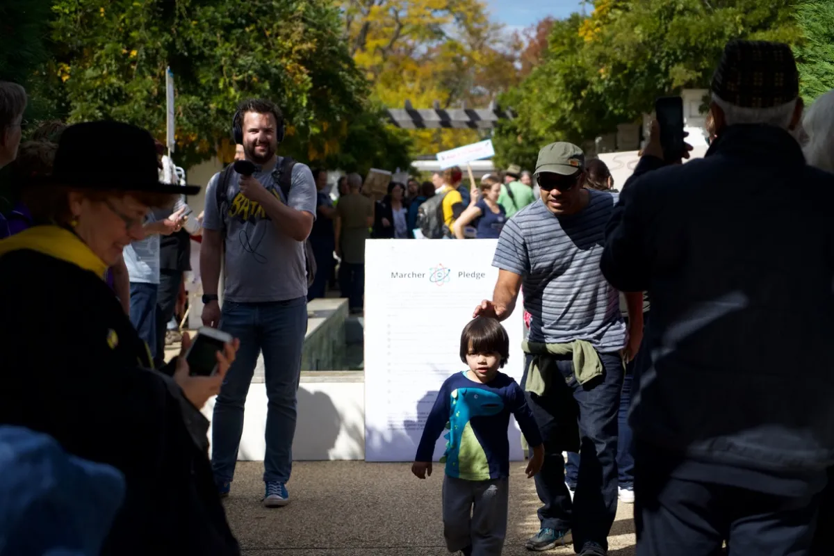 People walking in the march for science in Canberra