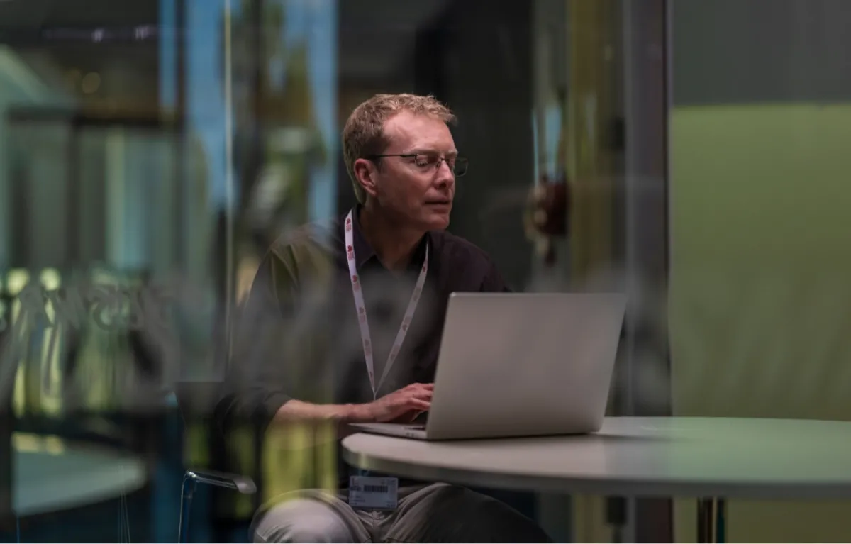 man at a laptop