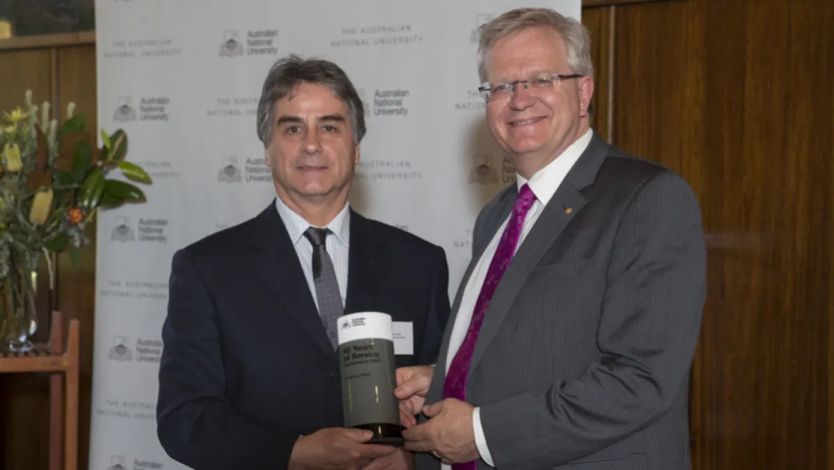 40 year service award being presented to Mr Anthony Hyde by Professor Brian Schmidt