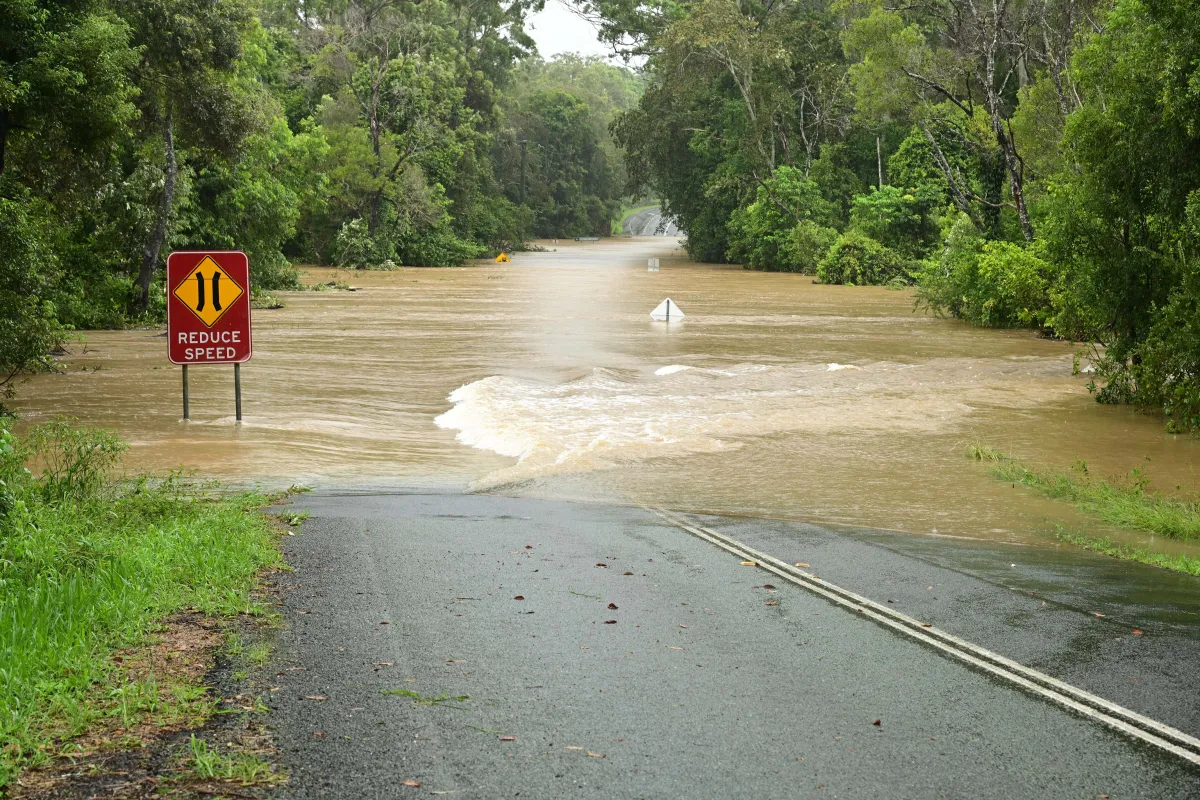 Flood across road