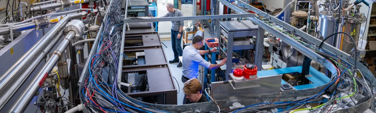 Peter Linardakis and the tech staff at the HIAF working on the beam lines ANU Heavy Ion Accelerator Facility Acton, Canberra, ACT