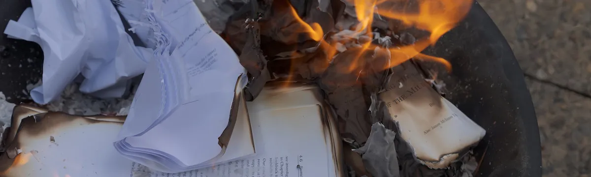 Papers burning in a firepit