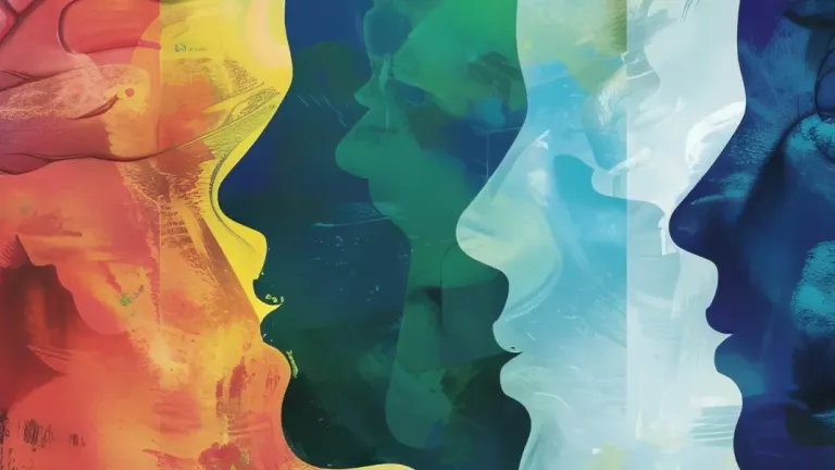 Illustration of faces in different colours