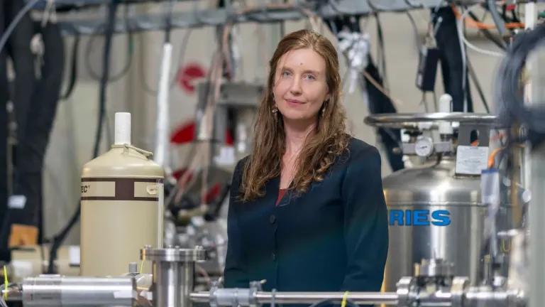 Associate Professor Elizabeth Williams inside a nuclear physics laboratory