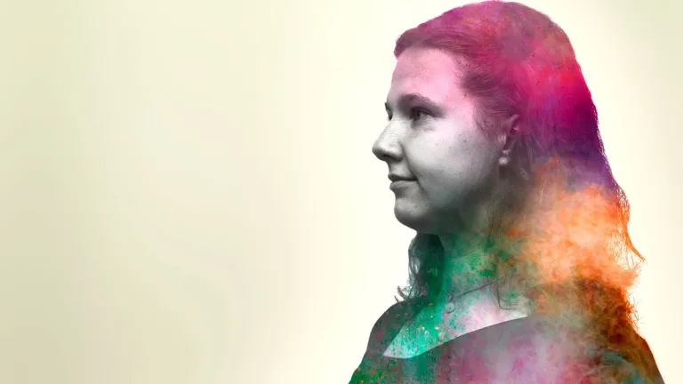 A woman looking sideways