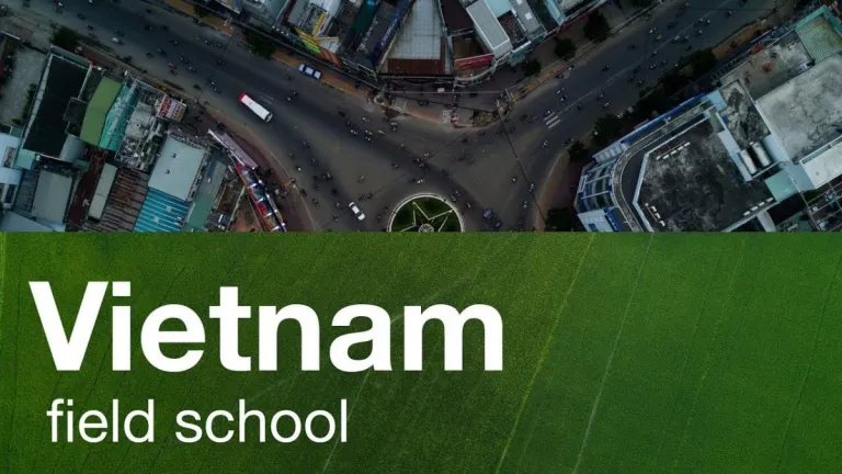 An aerial view of roads with the text Vietnam field school