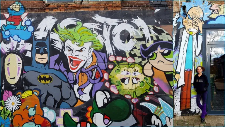 Street art with icons from pop culture