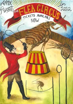 Drawing: ANU student, Makenna Short Illustration of flea circus