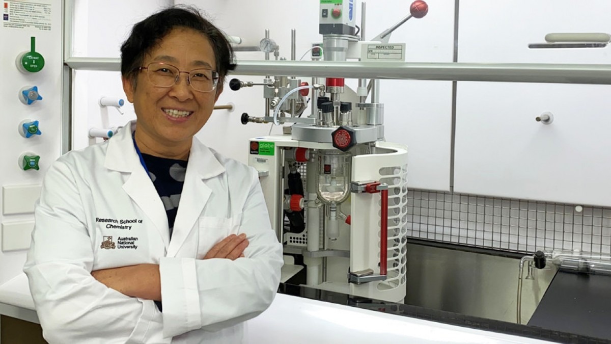 Professor Yun Liu in chemistry laboratory.