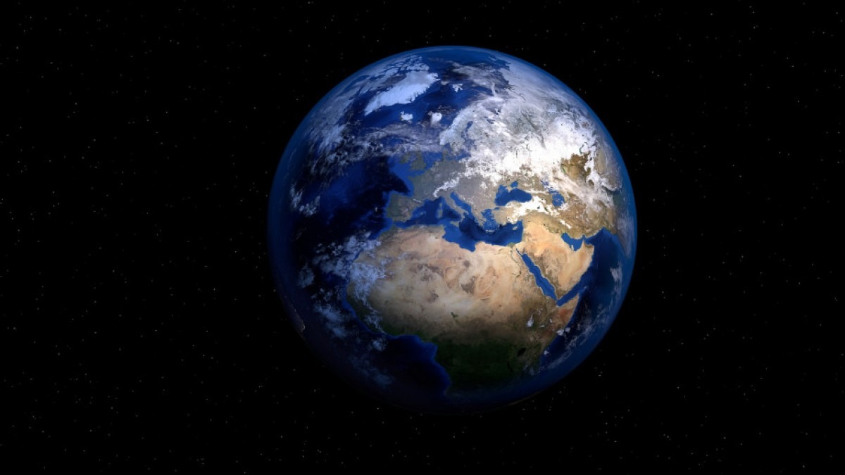Earth from space, showing Africa and Europe. 