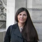 A woman looking at the camera