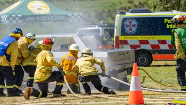 Firefighters in action
