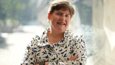John Curtin School of Medical Research Director Elizabeth Gardiner poses for photographs at ANU in Canberra.