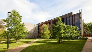 Large multi storied building on university campus.