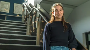 Dr Martyna Judd in the chemistry foyer.
