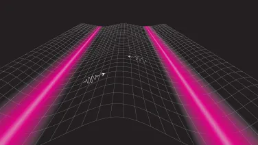 Pink grid with laser lines on black background