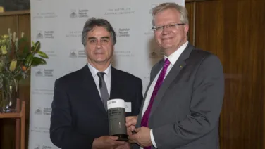 40 year service award being presented to Mr Anthony Hyde by Professor Brian Schmidt